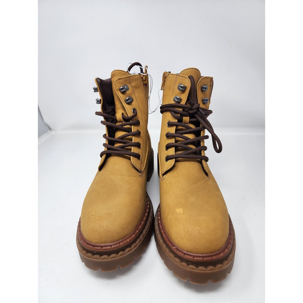 Wild Fable Womens Lace Up Platform Combat Boots Tan Faux Suede Size 9